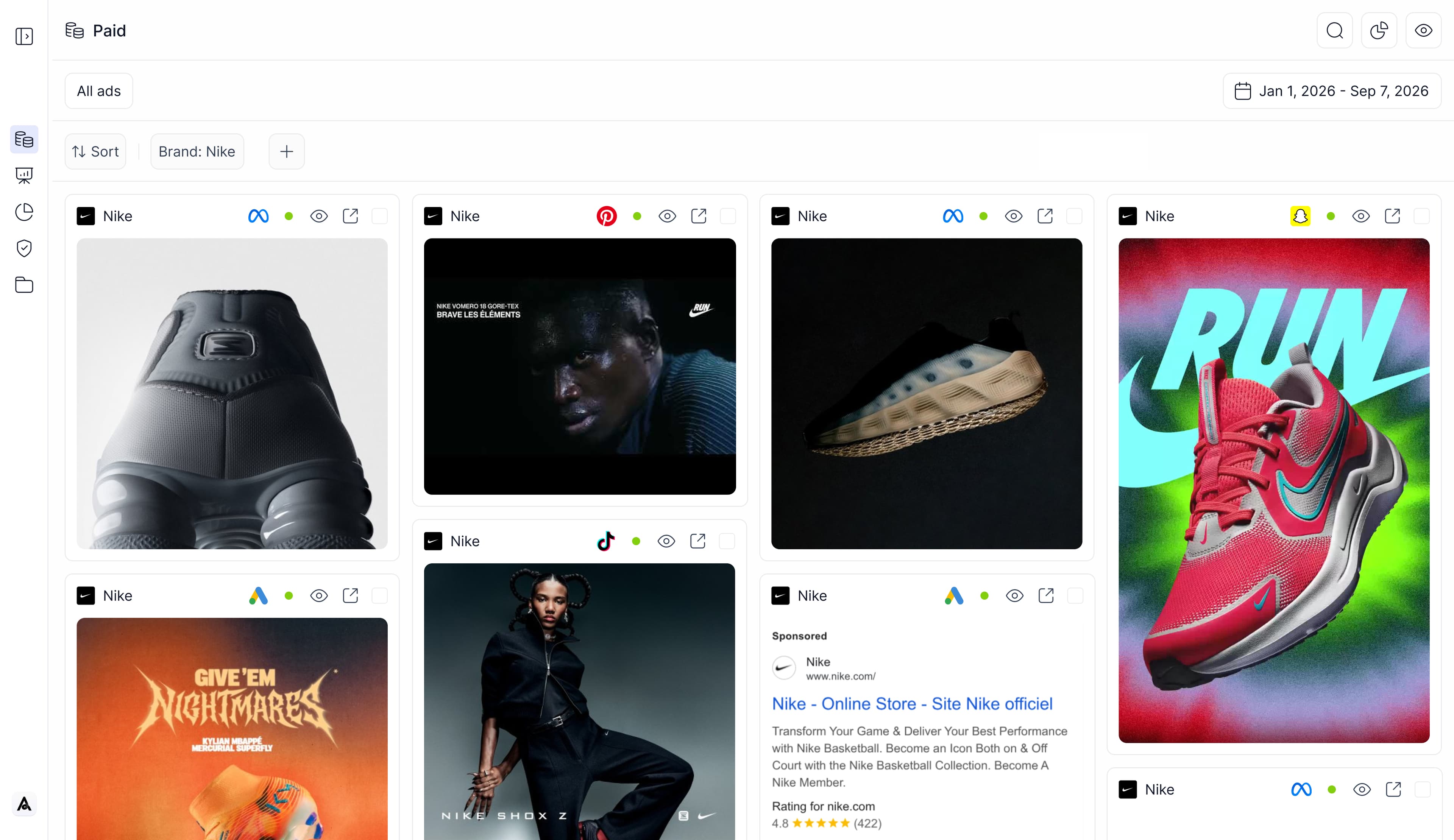 Watch module: live ads filtered across the market.